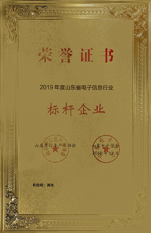 2019年度山东省电子信息行业标�杆企业